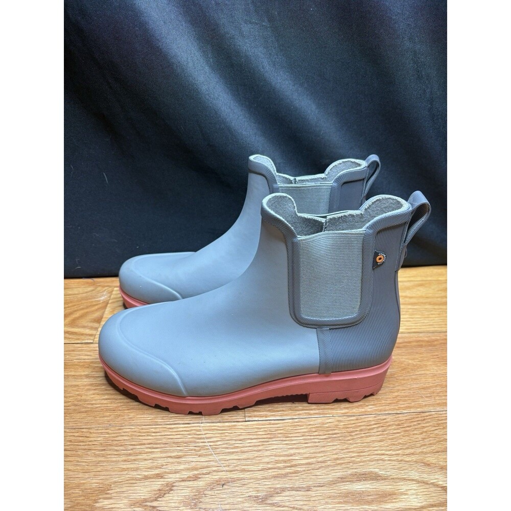 BOGS Holly Chelsea Rain Boots Women's 9 EU 40 Gray Pink  Waterproof Rubber